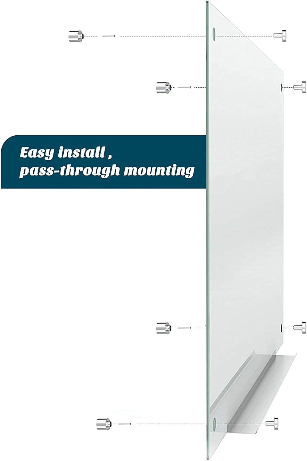 J&J worldwide Glass Dry Erase Board 23 x 35, Whiteboard Magnetic, Large Frameless White Boards for Walls, Includes Magnets, Marker Tray, Eraser for Office, Home, School
