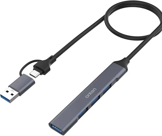 USB Hub, ONTEN USB C to USB Adapter, USB C to USB A Hub with 1.6ft Cable,4 Ports USB-C USB Hub 3.0/2.0, for MacBook Pro, iMac 2021, USB Splitter Aluminum Alloy, Color Gray
