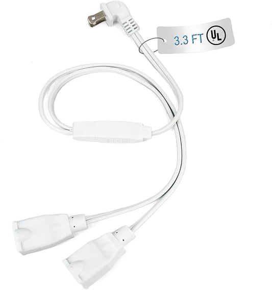 3FT Extension Cord Splitter- 2 Way Outlet Splitter Extension Cords 2 Prong with Flat Plug,Thin Design for Indoor/Outdoor Use, Christmas Lights & Home Appliances,White