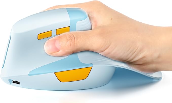 seenda Ergonomic Mouse Rechargeable, 2.4G USB & Type C Vertical Wireless Ergo Mouse with Instant Desktop Return Key, Quiet Click, Palm Rest, Anti-Slip Optical Mice for Mac OS, Windows, Blue