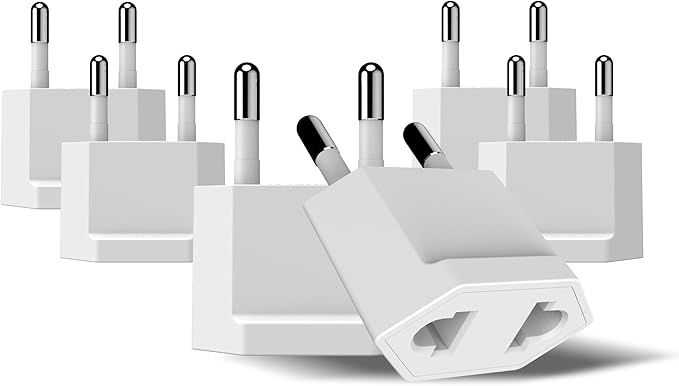 Ceptics European Travel Plug Adapter – Converts USA to EU, Asia and Italy Outlet – Type A to Type C converter - Use in Germany, Spain, & More - 6-Pack