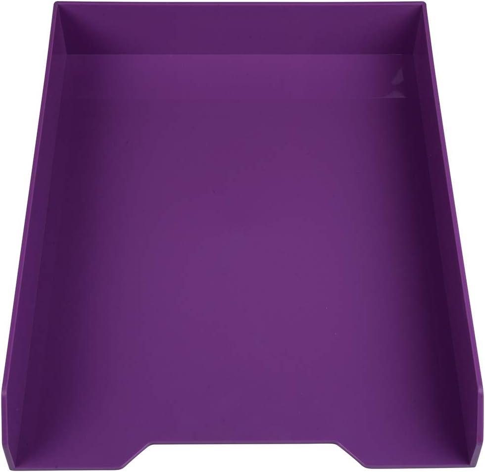 JAM PAPER Stackable Paper Trays - Purple - Desktop Document, Letter, & File Organizer Tray - Sold Individually