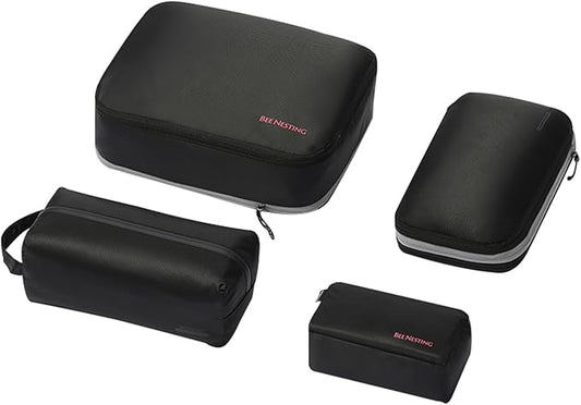 Bee Nesting BeeNesting Waterproof Compression Packing Cubes 5/6/8 sets, Large Travel Packing organizers for Carry on Luggage, 2 Sides Expandable Storage Bags (Black Gray, S+M+XL+Lite)
