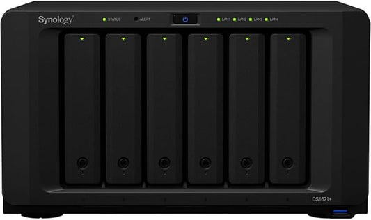 Synology DiskStatoin DS1621+ NAS Server for Business with Ryzen 2.2GHz CPU, 32GB Memory, 108TB HDD Storage, 2 x 1GbE LAN Ports, DSM Operating System