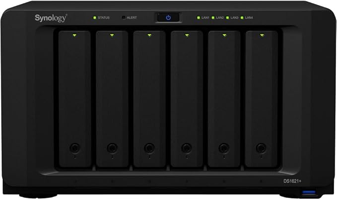 Synology DiskStatoin DS1621+ NAS Server for Business with Ryzen 2.2GHz CPU, 32GB Memory, 120TB HDD Storage, 2 x 1GbE LAN Ports, DSM Operating System