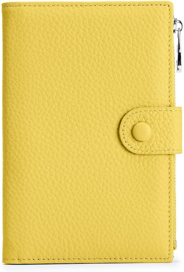 Leather Passport Holder for Women, Slim RFID Blocking Travel Wallet, Compact Passport Wallet with Zippered Coins Pocket and SIM Slots, Ladies Passport Cover Case