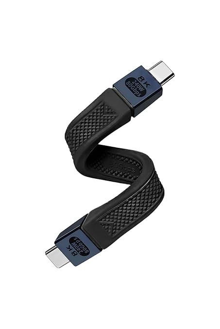 Duttek 80Gbps Short USB C Cable 5inch [ 240W PD,16K/8K@60Hz Video, 120Gbps Bandwidth Boost] Thunderbolt 4 Cable Compatible with iPhone 16, MacBook, Thunderbolt 5, SSD, MacBook,USB 4 Grey