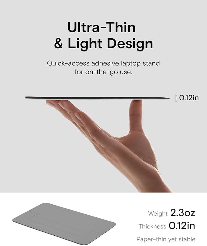 MOFT Laptop Stand for Desk, Adhesive Airflow Laptop Cooling Riser for Heat Dissipation with 2 Adjustable Viewing Angles, Foldable & Portable Computer Stand Compatible with Laptops 11"-16", Cool Grey