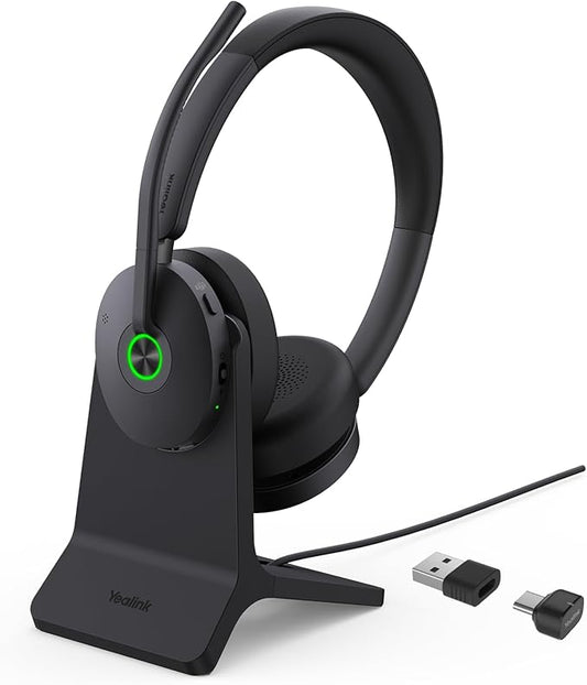 Yealink BH74 with Stand ANC Wireless Bluetooth Headset with Mic for Work, 6-mics Hybrid ANC Tech, Microsoft Teams Premium Open Ofﬁce Certified Headsets, up to 32h Talking Battery Life, Zoom Certified