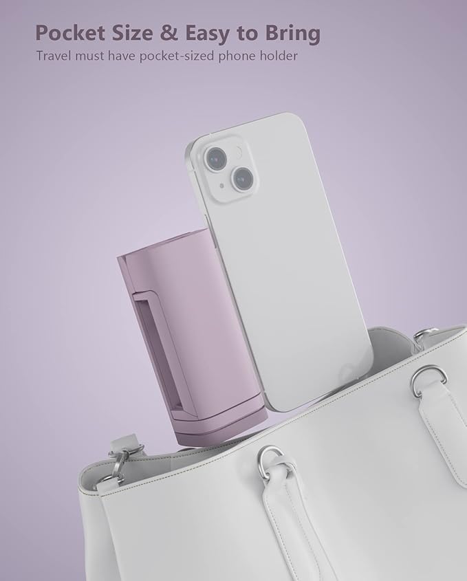 MiiKARE Travel Essentials Airplane Phone Holder, Universal Handsfree Phone Mount for Flying with 360 Degree Rotation, Travel Must Haves Phone Stand for Desk, Tray Table, Purple&Blue