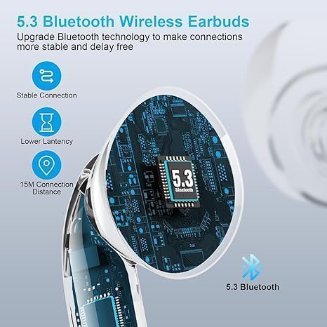 Headphones Ear Buds Bluetooth Headphones Wireless Earbuds Built-in 4 HD Microphones Earphone Latest Smart ChipsUSB-C Charging Case,Up to 40 Hours of Battery Life,for Android,Sports,Workout