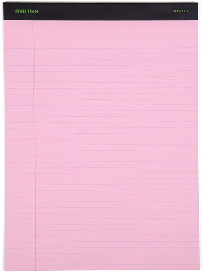 Mintra Office Legal Pads, ((Basic 6pk - (Pastel Version #3), 8.5in x 11in, Narrow Ruled)) - Includes 2 Blue Writing Pads, 2 Pink Writing Pads and 2 Green Writing Pads
