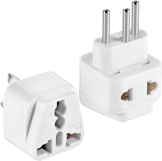 US to Argentina and Uruguay Travel Adapter Type I,Travel Plugs for Argentina ，Universal to Brazil/Australia/Switzerland Type N, Power Plugs Pack of 2 （White ）
