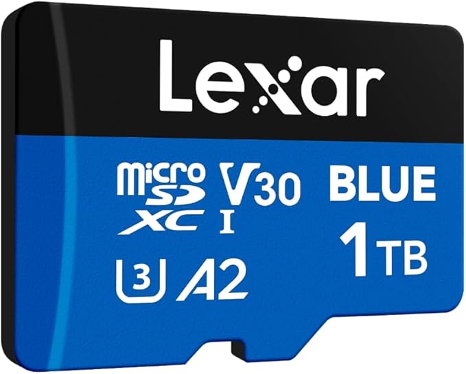 Lexar 1TB Blue Micro SD Card Up to 160MB/s, microSDXC UHS-I Memory Card with SD Adapter, C10, U3, A2, V30, Full HD, 4K UHD, High Speed TF Card