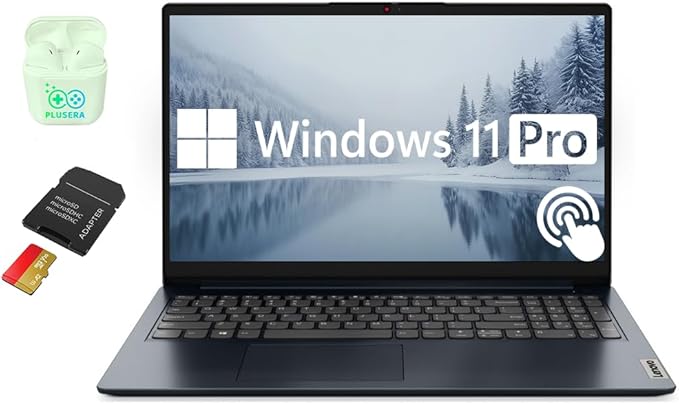 Lenovo IdeaPad 15.6” FHD Touchscreen Laptop, 10-Cores Intel Core i5-1235U, Windows 11 Pro with Microsoft Office Included, PLUSERA Earphones (Intel Core i5, 16GB RAM | 1TB Storage)