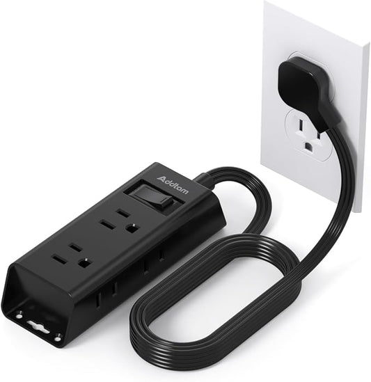 Cruise Essentials, Addtam 6 ft Ultra Flat Extension Cord with 6 Outlets Extender, Flat Plug Power Strip, No Surge Protector for Cruise Ship, Travel, Dorm, Home Office, Black
