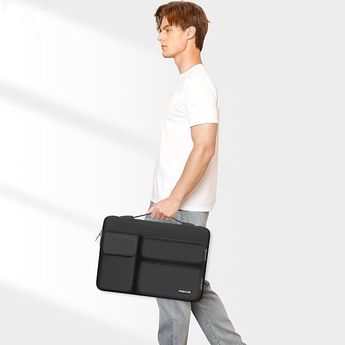 MOSISO 360 Protective Laptop Case 14 inch, Laptop Sleeve Compatible with HP Lenovo Dell ASUS Acer, HP Stream, Dell Latitude, Lenovo IdeaPad,Side Open Bag with 2 Raised&1 Flapover Pockets, Black