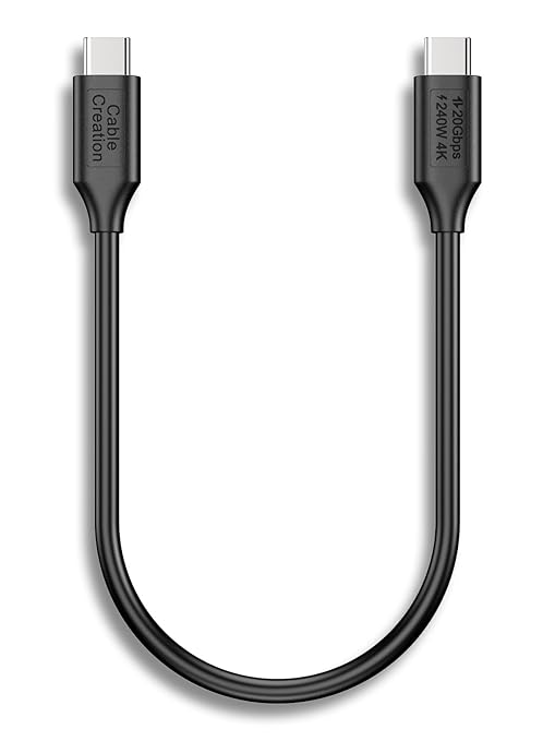CableCreation USB C Short Cable 0.5ft,USBC Monitor 8K@30Hz/4K@120Hz, 240W Type C Charging,20G USBC Data,USB C 3.2 Gen 2x2 for Thunderbolt 4/3,Cellphone, Laptop, Android Auto, Carplay,iPhone 15/16/17