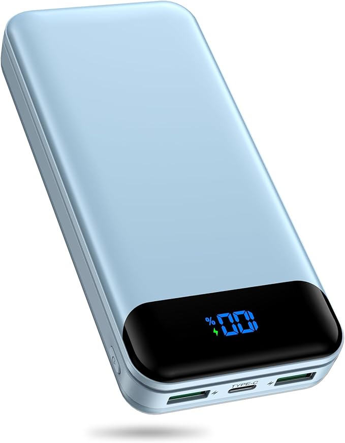 Portable Charger Power Bank 40000mAh Powerbank PD 30W and QC 4.0 Fast Charging External Battery Pack with USB-C LED 3 Outputs & 2 Inputs Portable Charging for iPhone 15 14 13 (Blue)