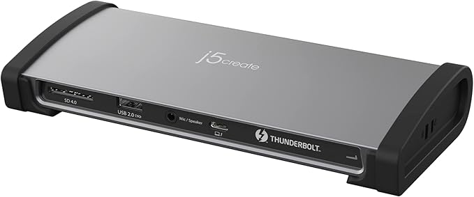 j5create 8K Thunderbolt 4 Docking Station with Max 96W Charging, Single 8K60 or Dual 4K60 Display, Thunderbolt 4 40Gbps, USB 10Gbps, Gigabit Ethernet, SD 4.0, Audio Combo (JTD562)