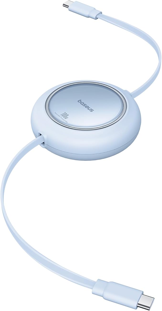 Baseus USB C to USB C Cable, 100W 6.6ft Retractable USB C Fast Charging Cable, 7-Stage Length Preset Retractable Charger Cord for iPhone 16 15 Pro Plus Pro Max, MacBook, iPad Pro, Samsung S24/S23+