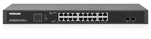 Intellinet 16 Port PoE+ Ethernet Switch with 4 RJ45 Gigabit and 2 SFP Uplink Ports - 300W Power Budget, Output up to 32W Per Port, Unmanaged, Wall Mountable/Desktop, VLAN Mode-3 Yr Mfg Warranty–561419