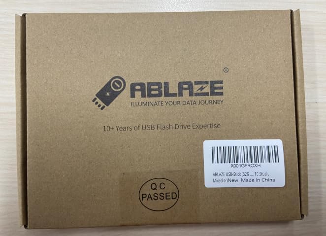 ABLAZE 32GB Flash Drive 10 Pack, USB 2.0 Memory Stick with Lanyards Swivel Thumb Drives Bulk 32GB Pendrive U Disk for Data Storage (Mixcolors)