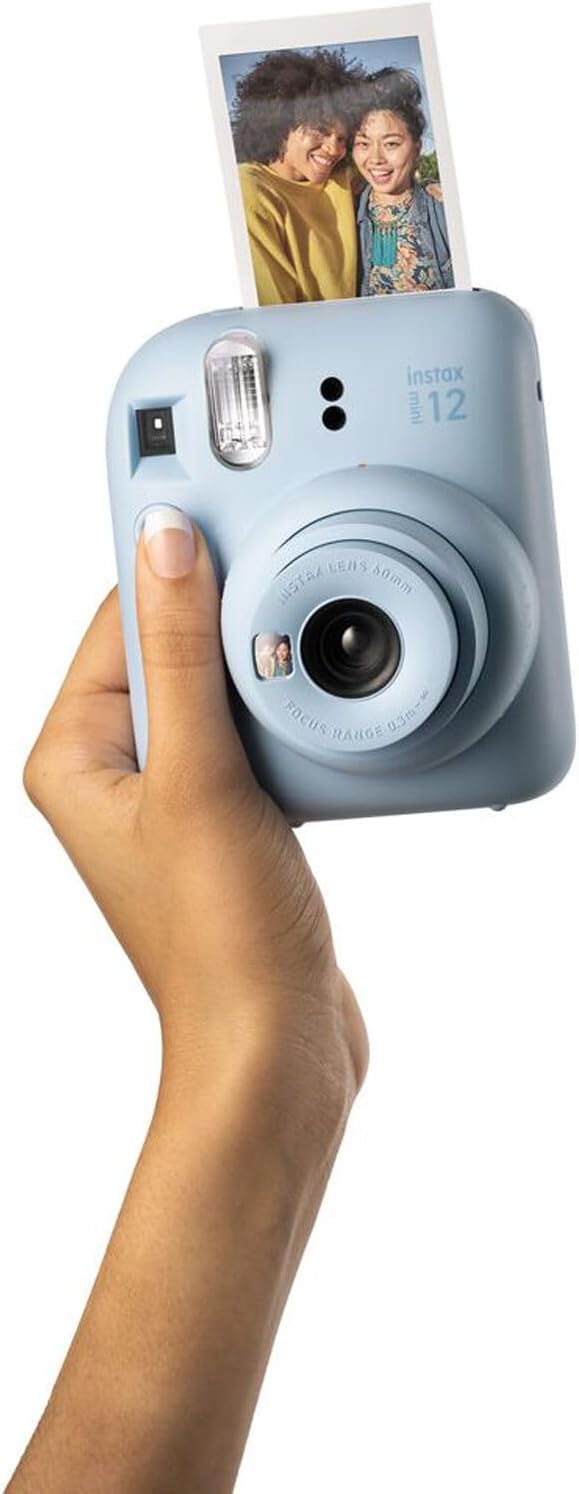 Fujifilm Instax Mini 12 Instant Camera Pastel Blue Bundle with Fuji Instax Mini Film Value Pack (20 Sheets) + Protective Carrying Case + Photo Album + Microfiber Cleaning Cloth