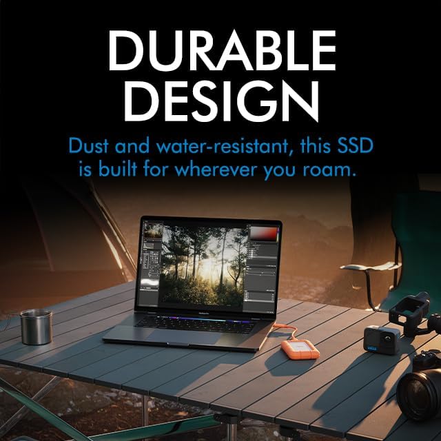 LaCie Rugged Mini SSD 2TB Solid State Drive - USB 3.2 Gen 2x2, speeds up to 2000MB/s, Compatible with PC, Mac, and iPad (STMF2000400)