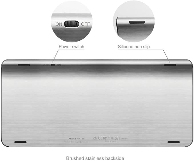 Arteck 2.4G Wireless Keyboard and Mouse Combo Ultra Compact Slim Stainless Full Size Keyboard and Ergonomic Mouse for Computer/Desktop/PC/Laptop and Windows 10/8/7 Build in Rechargeable Battery