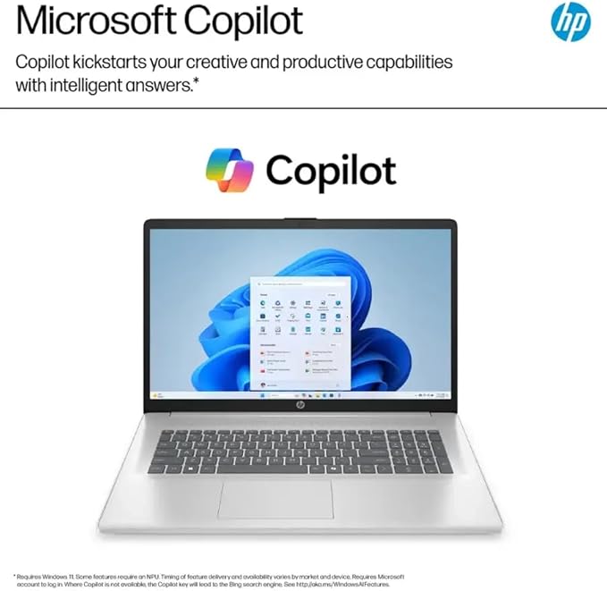 HP 17 Laptop Computer for Business and Students - 17.3" HD+ 250 Nits IPS Display • Intel 8-Core i3 Processor • Wi-Fi 6 • Camera • Copilot • Fast Charge • Win 11 Pro • w/Accessories (32GB RAM, 1TB SSD)