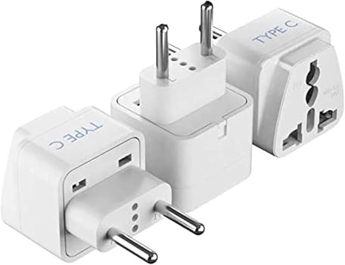 Ceptics European Travel Plug Adapter (Type C), Universal to European EU, Power Charge your Electronics in Italy, Greece, Germany, Outlet Adaptor 3 Pack