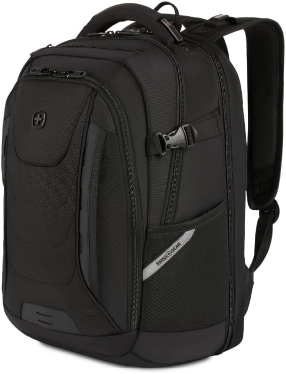 SwissGear Travel Tech Pro Laptop Backpack – Fits Laptops up to 16” – ScanSmart TSA-Friendly Backpack with Multiple Organizer Pockets – Black