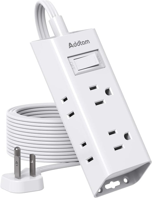 Cruise Ship Essentials, Flat Plug Power Strip, Addtam 3FT Ultra Flat Extension Cord with 6 Outlets Extender, No Surge Protector for Cruise Ship, Travel, Dorm, Home Office, ETL Listed