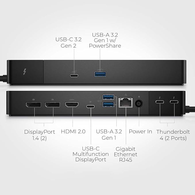 Dell WD22TB4 Thunderbolt 4 Docking Station Bundle - With Dell WD22 TB4 Thunderbolt 4 Universal Dock, 180W Power Adapter, HDMI & Thunderbolt 3 & Ethernet Cable & Microfiber Cloth (Renewed)