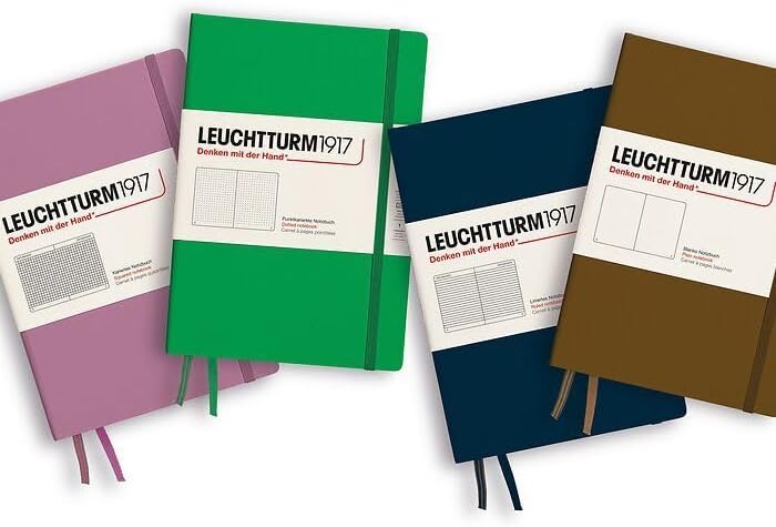 LEUCHTTURM1917 - Notebook Hardcover Medium A5-251 Numbered Pages for Writing and Journaling - Thinking Ahead (Squared Paper, Spring Leaf)