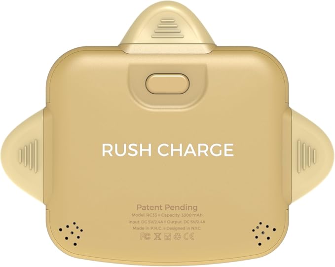 Rush Charge Universe 3 in 1 Portable Charger – 3300mah, 2.4A High-Speed Fast Charging Compatible with iPhone and Android Lightning, Type C, Micro-USB Charges 3 Devices at a Time Pre-Charged RC33 Gold