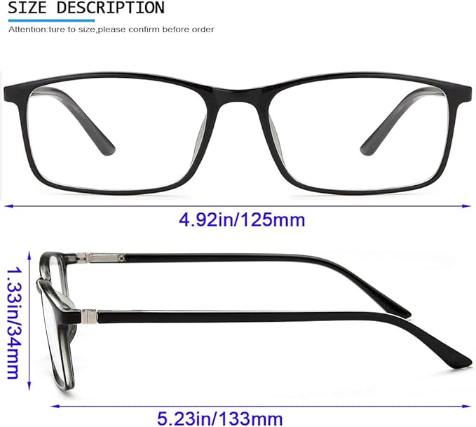 Professional Reading Glasses for Men/Women, Blue Light Blocking Computer Readers with Spring Hinges for Glare and UV Protection