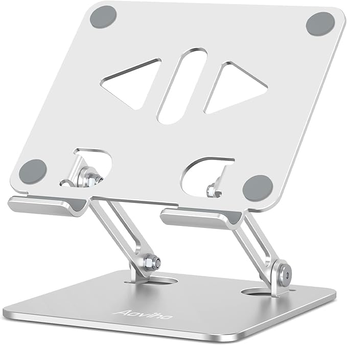 Tablet Stand Holder for Desk, Adjustable Desktop Tablet Holder, Foldable Aluminum Tablet Mount for iPad pro 11, iPad Air Mini, Samsung Galaxy Tabs Z Fold Kindle Fire 4-12 inch, Silver