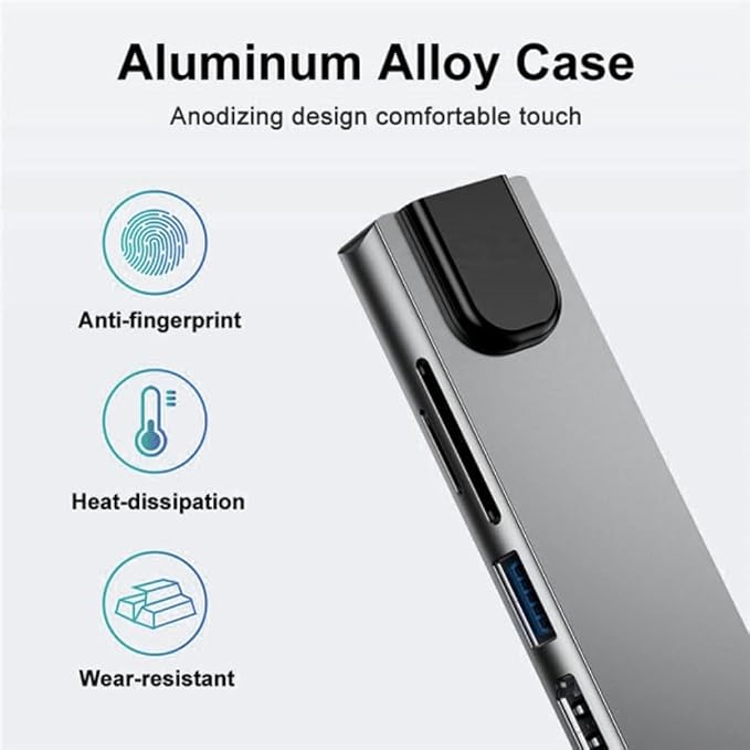 8 in1 USB C Hub to Adapter RJ45 100mbps Laptop Docking Station Splitter, for Multiport Adapter for MacBook pro SD TF RJ45 USB Extender Hub PD HDTV Aluminum