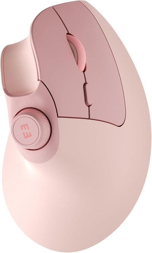 seenda Ergonomic Mouse Rechargeable, USB+Dual Bluetooth, MOU-302 Vertical Wireless Mouse with Volume Knob, Quiet Clicks, Multi-Device Cordless Mice Compatible for Windows, PC, Laptop, Mac OS, Pink