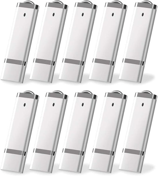 KEXIN 10 Pack 32 GB Flash Drive 32GB USB Flash Drive Thumb Drive USB2.0 Metal Pen Shape Memory Stick Silver 10 Pack