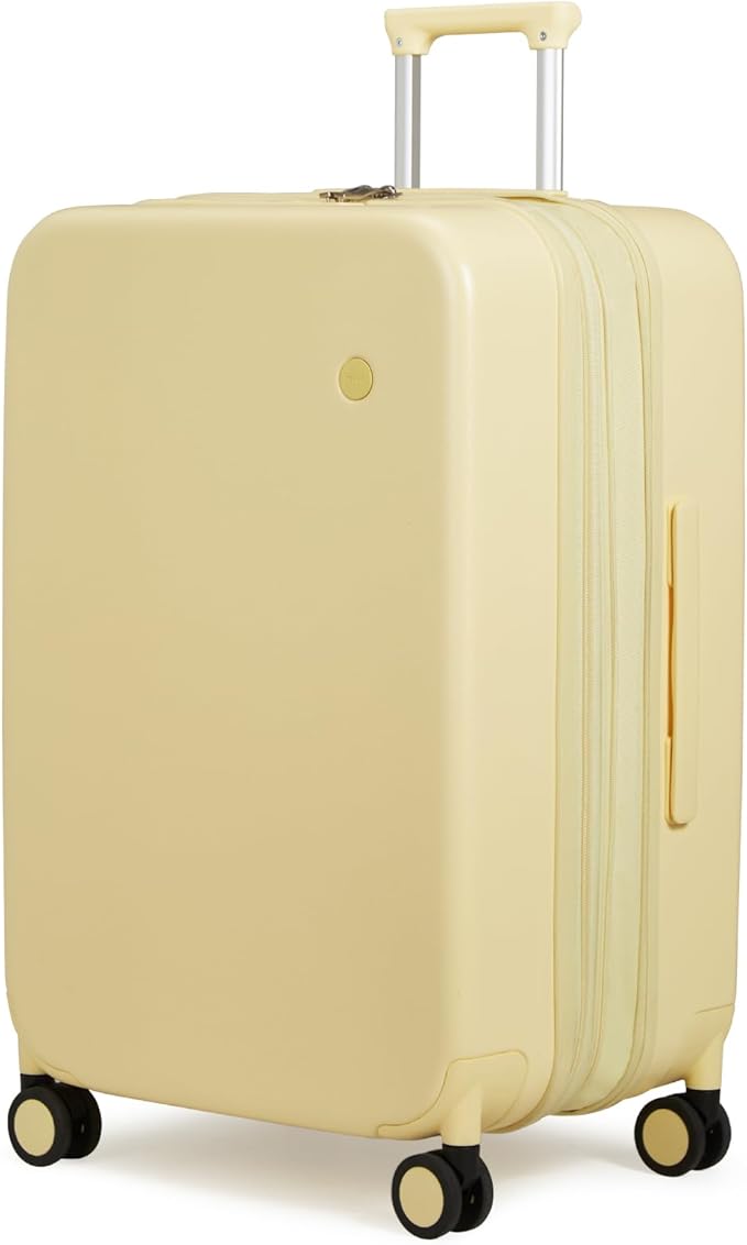 mixi 26 Inch Large Expandable Checked Luggage Suitcase with Spinner Wheels, Hardside Rolling Travel Suitcase PC with TSA Lock, Lark Yellow