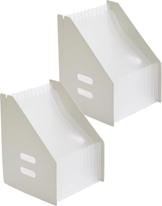 2-Piece Vertical Accordion Folder Manager, 13 Grid Expansion Pages, Vertically Opened Storage Bag for organizing Materials, School, Home, and Office letterhead, Gray