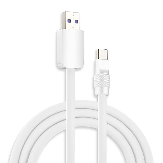 chubbycable Chubby 2.0 Fast Charging Cable Durable Soft Silicone USB C Cable 120W Extra Thick Charger Cord Compatible with iPhone 17-15 Series iPad, White+White, USB-A to Type-C, 3.3 FT