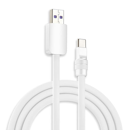 chubbycable Chubby 2.0 Fast Charging Cable Durable Soft Silicone USB C Cable 120W Extra Thick Charger Cord Compatible with iPhone 17-15 Series iPad, White+White, USB-A to Type-C, 13.1 FT