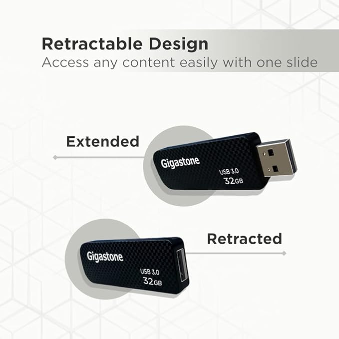 GIGASTONE 32GB Flash Drive (10 Pack) Z30 USB 3.2 Gen 1, 80MB/s Ultra Fast, Keychain Loop, Carbon Fiber Style, Push-Pull Design, Data Storage, Backup for PC/Mac/TV/Car, USB 2.0/3.0/3.1 Compatible