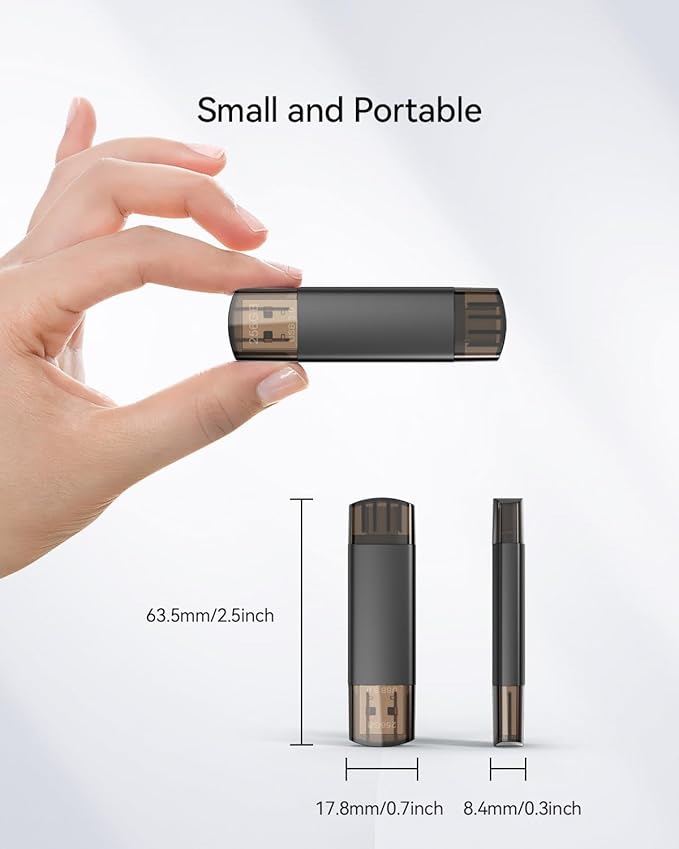 256GB USB C Flash Drive Dual USB 3.0 Flash Drive Type C + USB A Portable Type-C Flash Drive 2-in-1 USB-C Thumb Drive for Smartphone Tablet Computer Mac iPhone 15