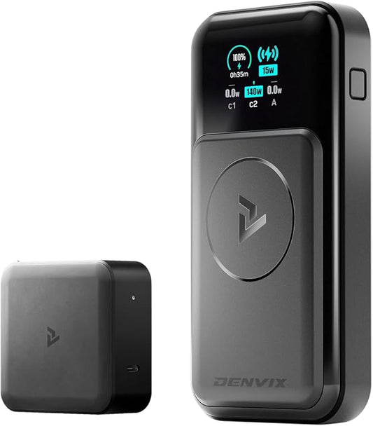 DENVIX PowerX Power Bank Deluxe Package 1.1, 250W 4-in-1 25,000mAh Laptop Portable Charger (91.25Wh) with Magnetic Wireless Charging for iPhone, Samsung, MacBook, DJI, AirPods and More