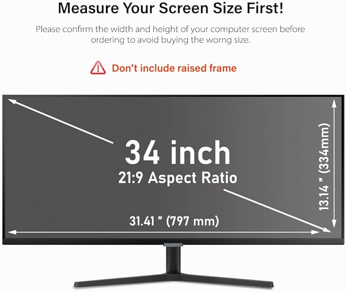 34 Inch Computer Privacy Screen Filter for 21:9 Ultra-Wide Aspect Ratio Widescreen Monitor - Anti Glare Blue Light Filter, Removable Computer Monitor Privacy Shield, Anti-Scratch Screen Protector
